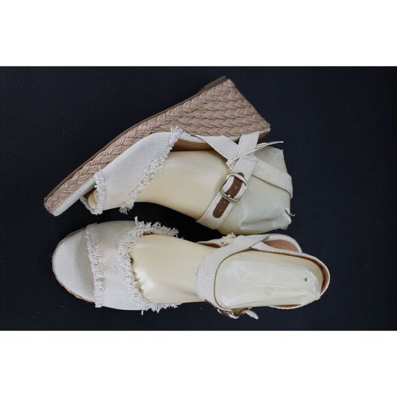 Tommy Bahama Sandals Womens 9 M Savina Wedge Espadrille Cream Ankle Strap - Picture 2 of 11